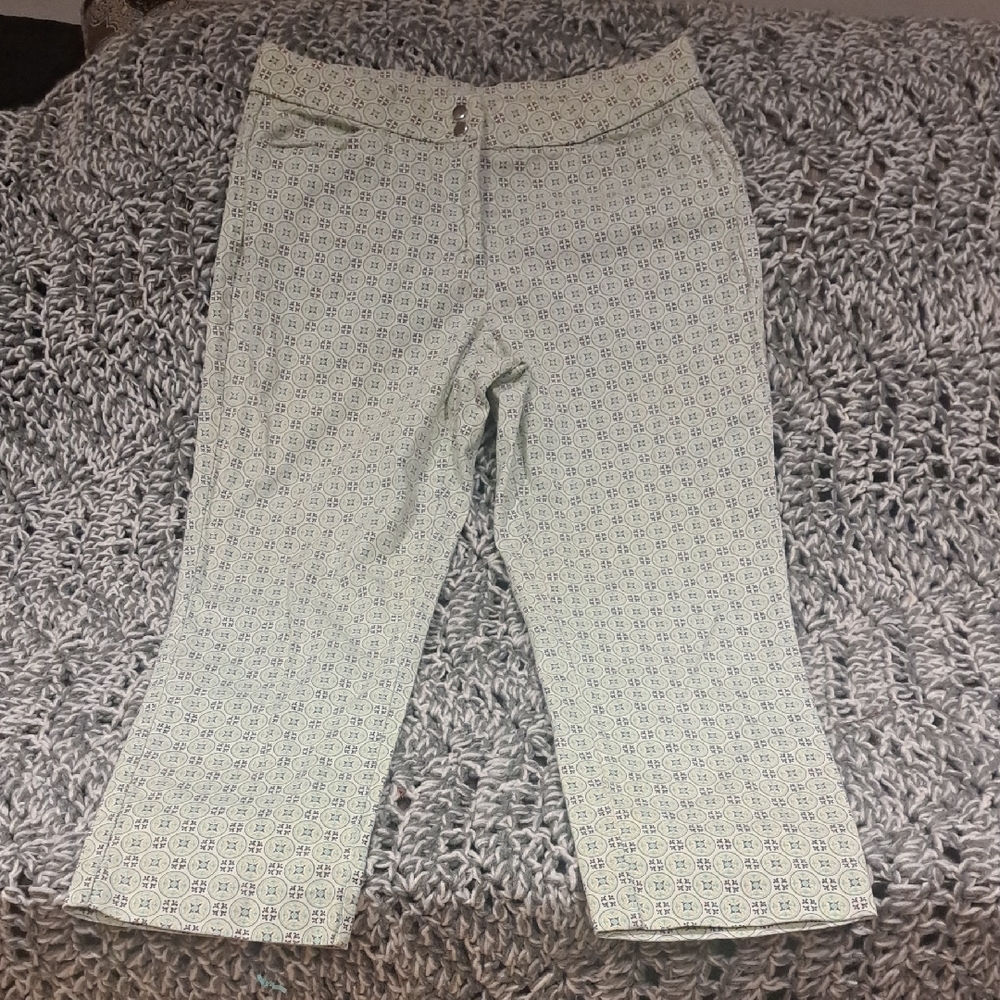 Classic Printed Capris in Light Mint